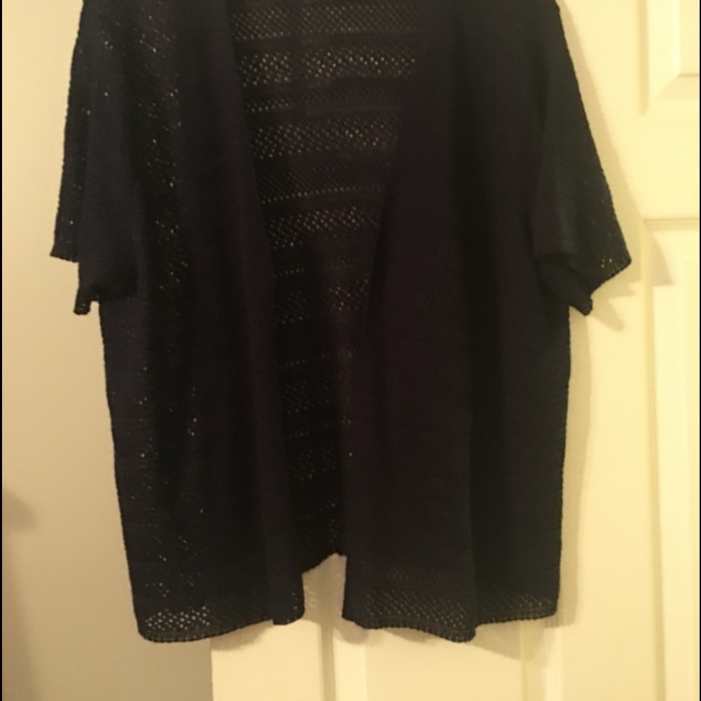 Navy Blue crochet short sleeve jacket 2X